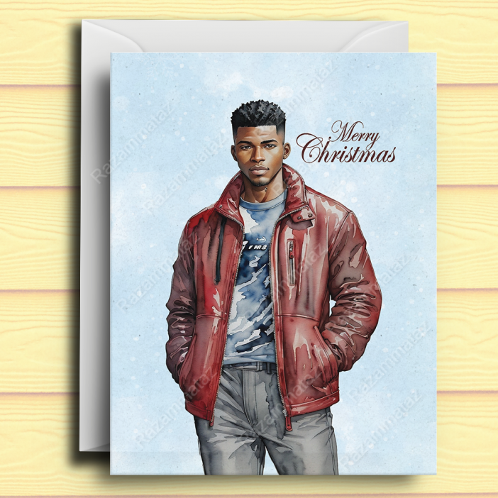 Black Man K Christmas Card